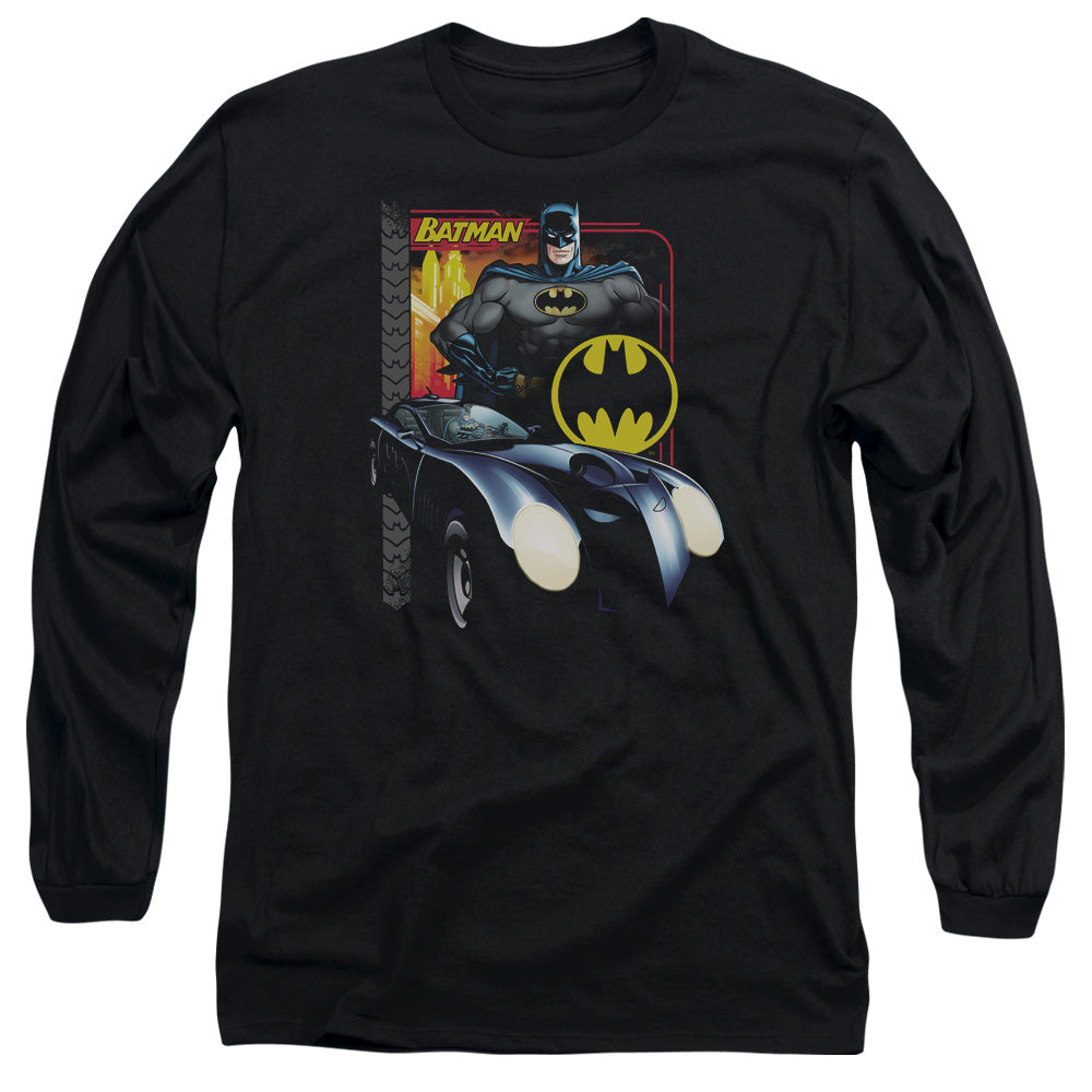Batman Bat Racing Mens Long Sleeve Shirt Black Officially Licensed