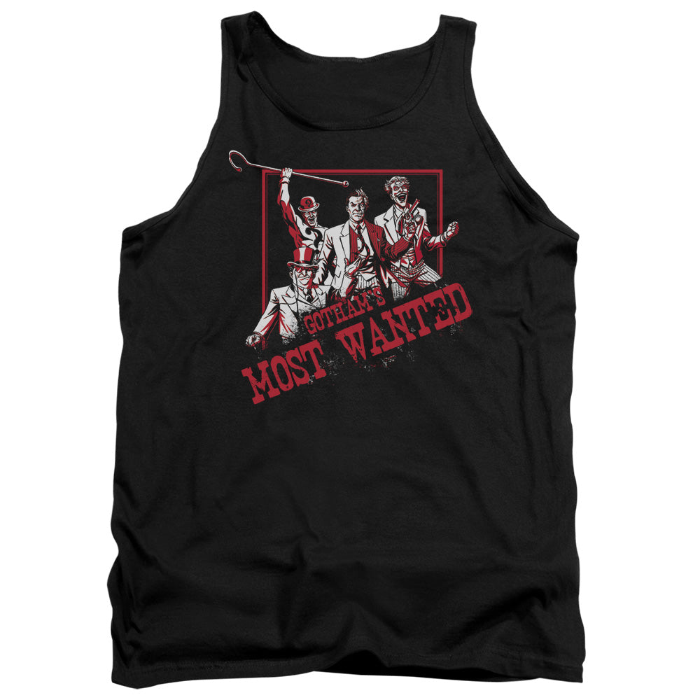 Batman Gothams Most Wanted Mens Tank Top Shirt Black Officially Licensed