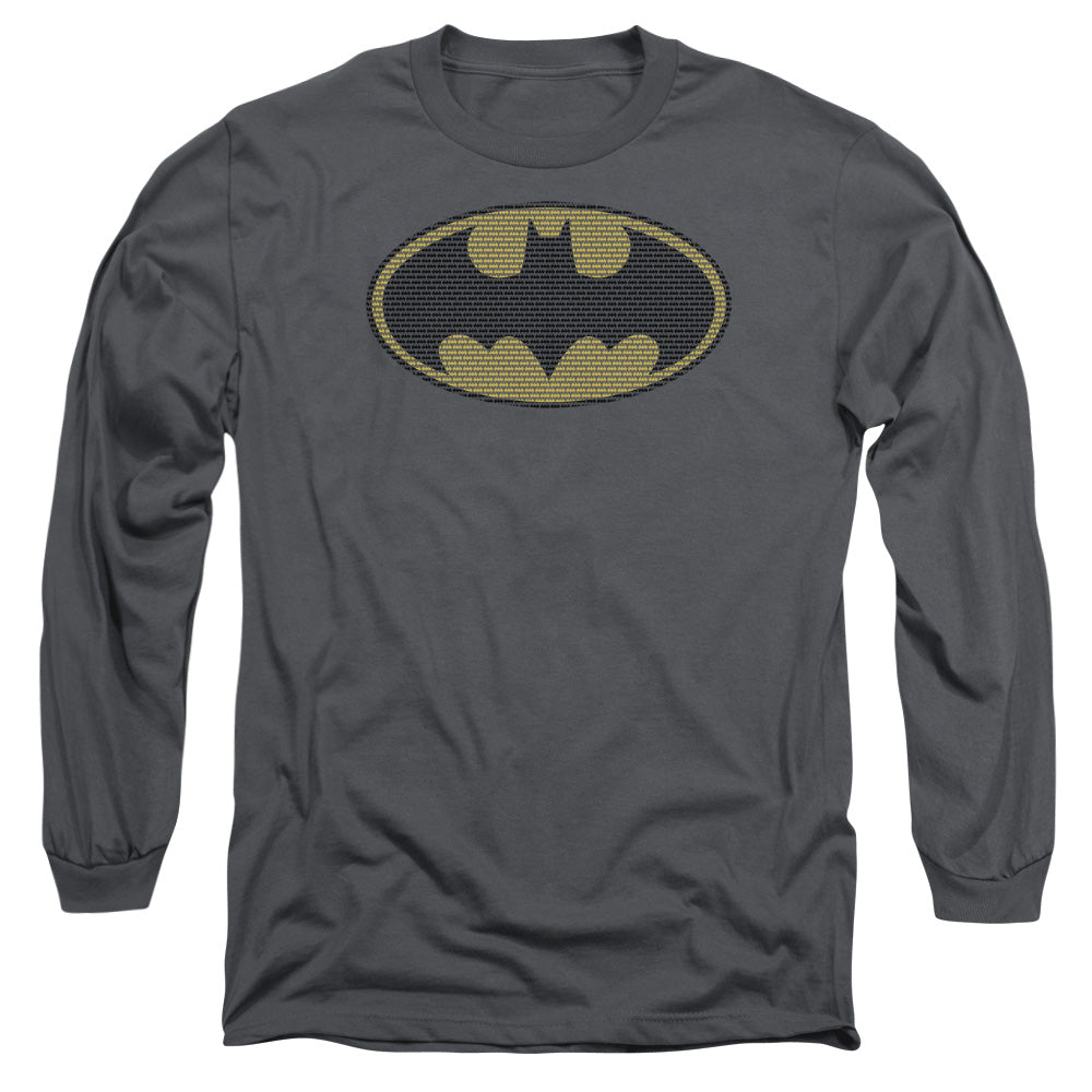 Batman Litle Logos Mens Long Sleeve Shirt Charcoal Officially Licensed
