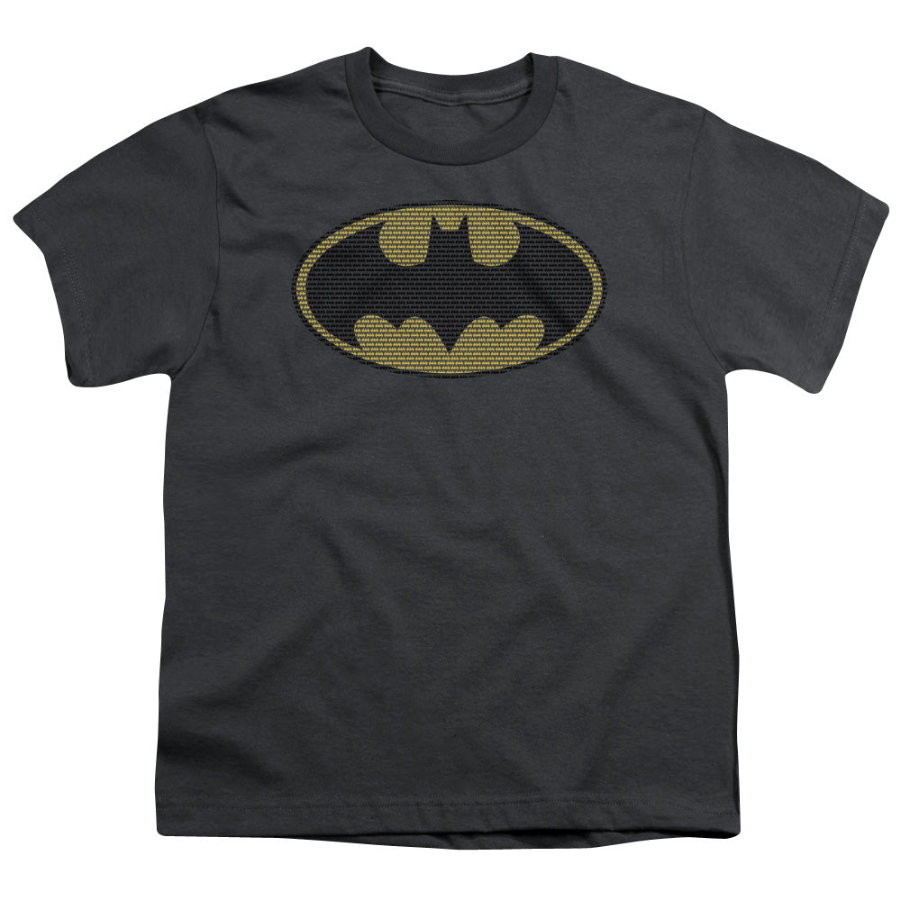 Batman Litle Logos Kids Youth T Shirt Charcoal Officially Licensed