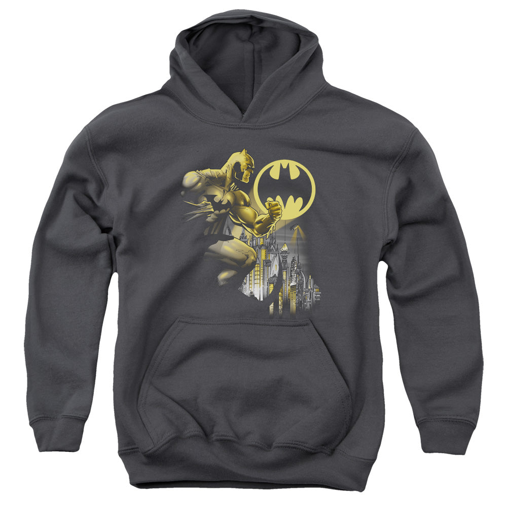 Batman Bat Signal Kids Youth Hoodie Charcoal Officially Licensed