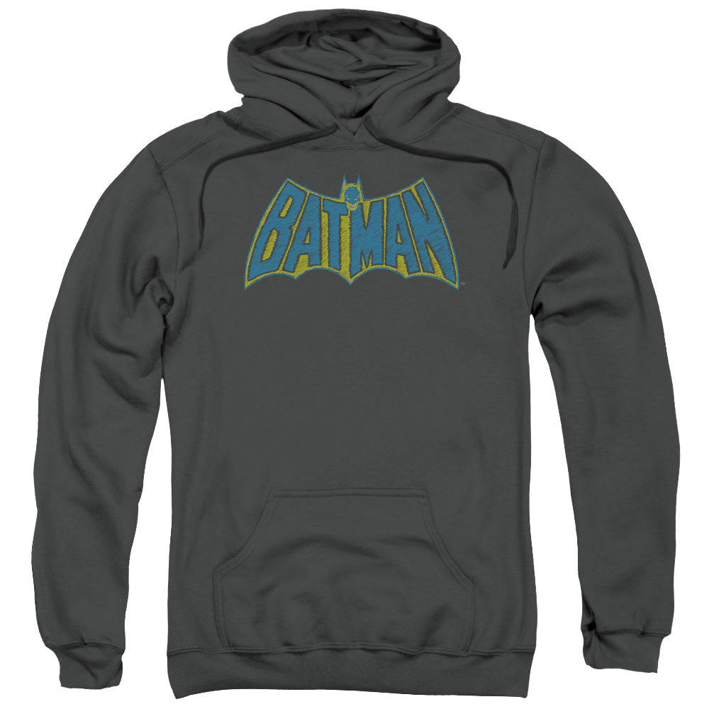 Batman Sketch Logo Mens Hoodie Charcoal Officially Licensed