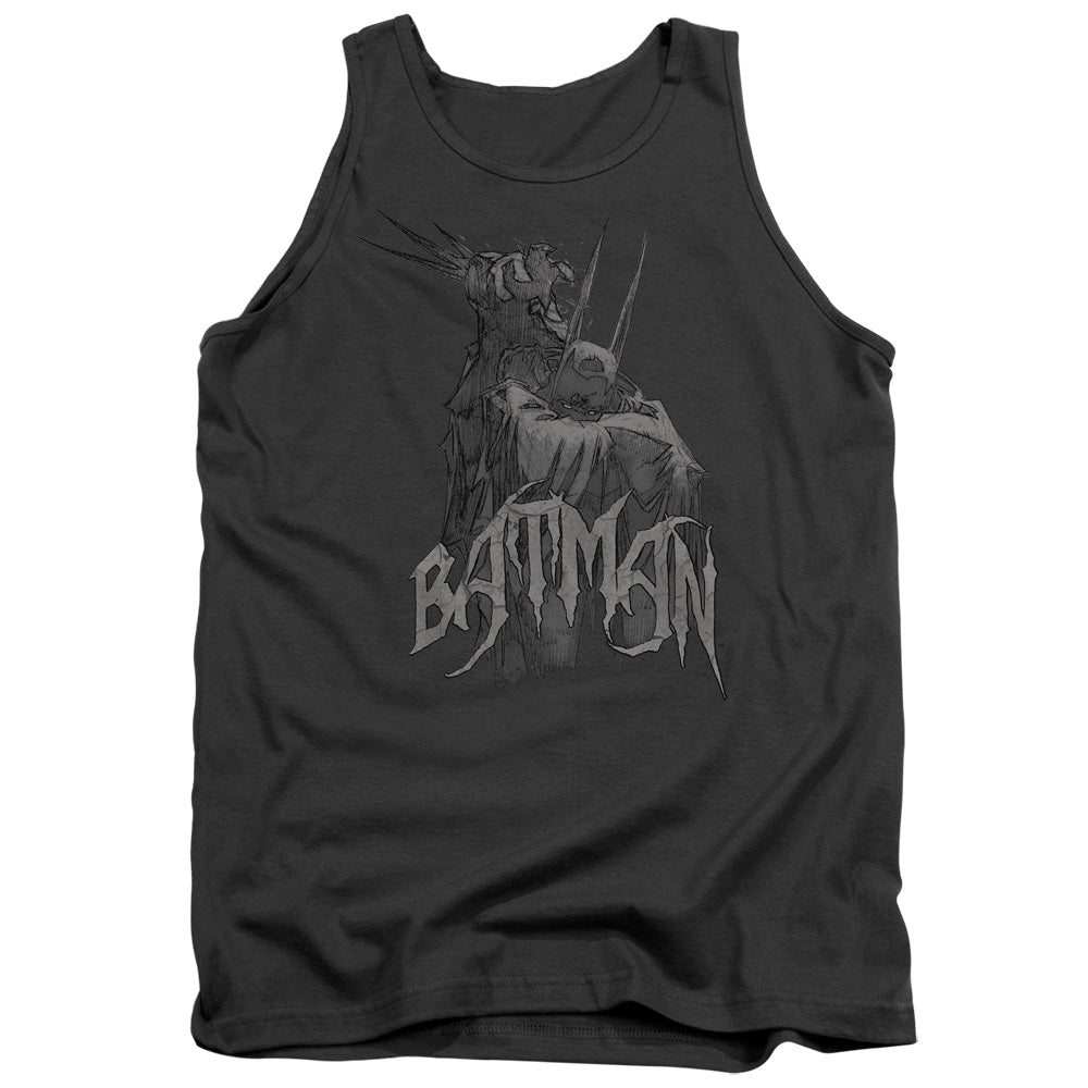 Batman Scary Right Hand Mens Tank Top Shirt Charcoal Officially Licensed