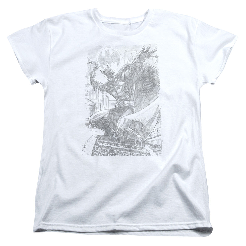Batman Pencil Batarang Throw Womens T Shirt White Officially Licensed