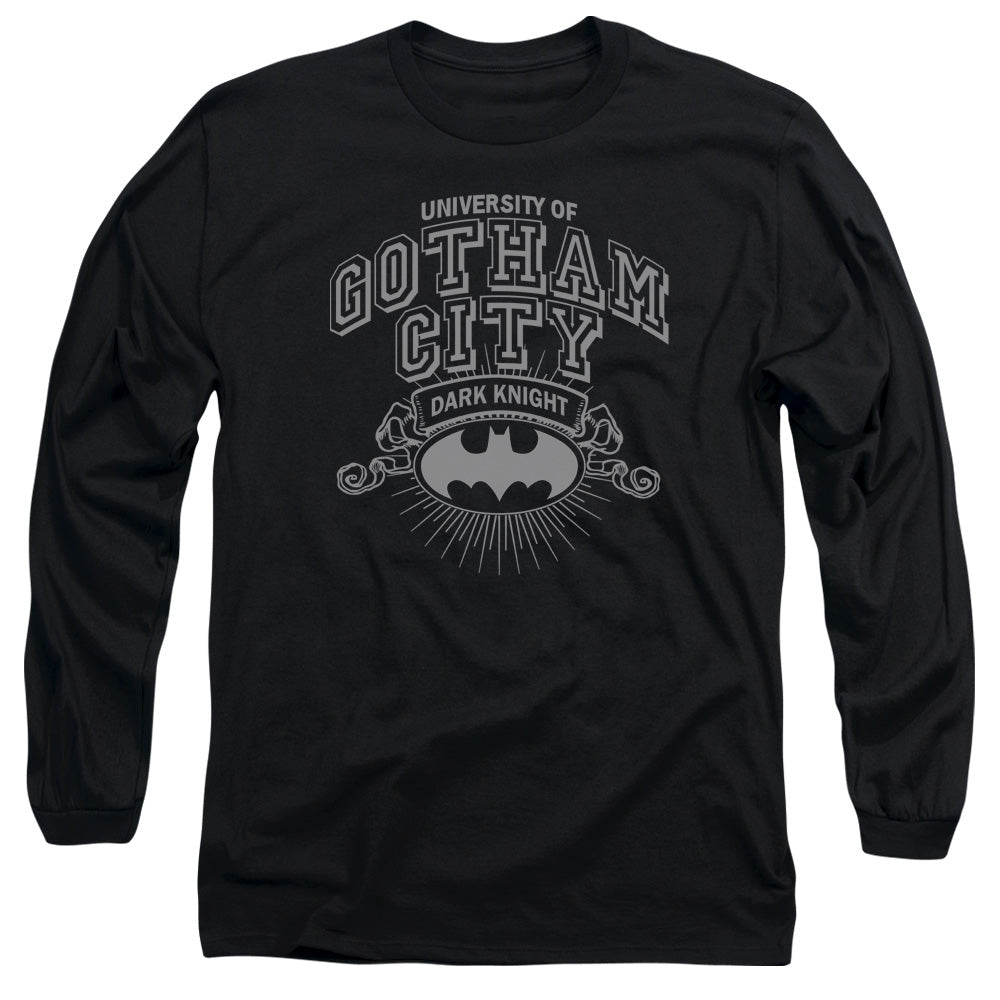 Batman University Of Gotham Mens Long Sleeve Shirt Black Officially Licensed