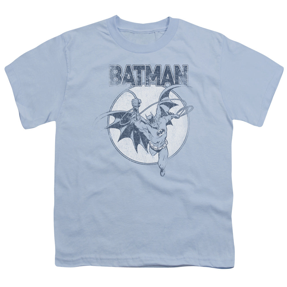 Batman Swinging Bat Kids Youth T Shirt Light Blue Officially Licensed