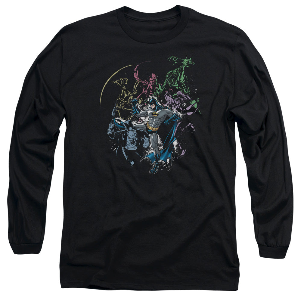 Batman Surrounded Mens Long Sleeve Shirt Black Officially Licensed