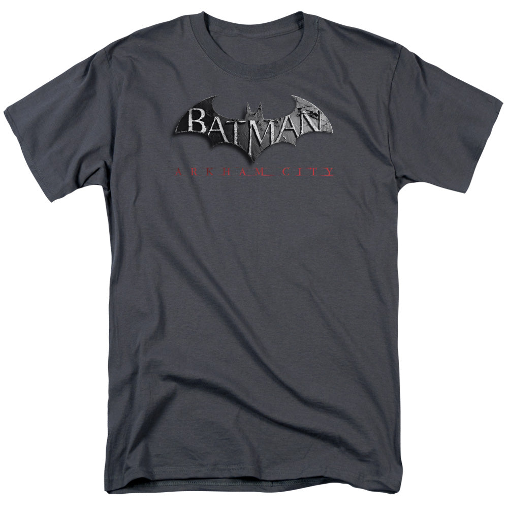 Arkham City Logo Mens T Shirt Charcoal Officially Licensed