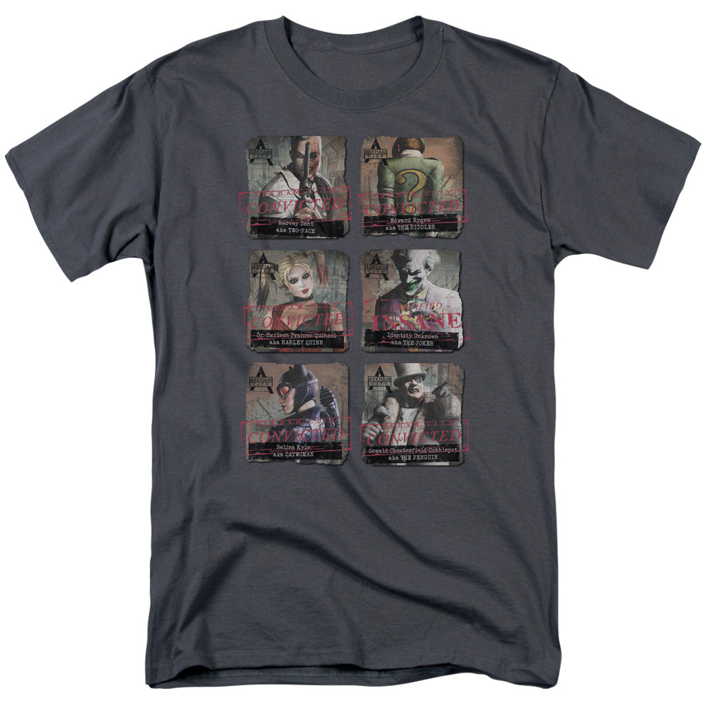 Arkham City Arkham Lineup Mens T Shirt Charcoal Officially Licensed