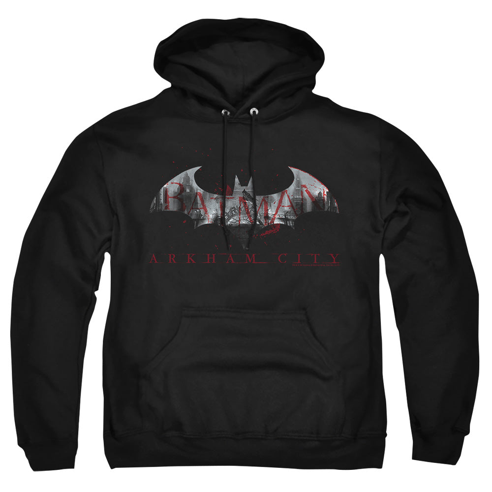 Arkham City Bat Fill Mens Hoodie Black Officially Licensed