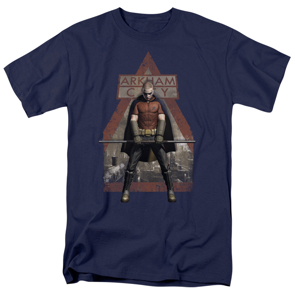 Arkham City Arkham Robin Mens T Shirt Navy Officially Licensed