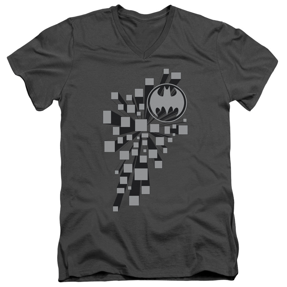 Batman Gotham 3d Mens Slim Fit V Neck T Shirt Charcoal Officially Licensed