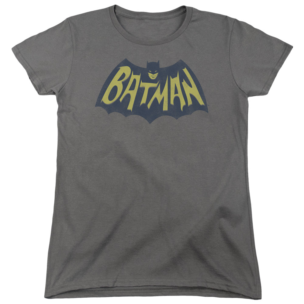 Batman Show Bat Logo Womens T Shirt Charcoal Officially Licensed