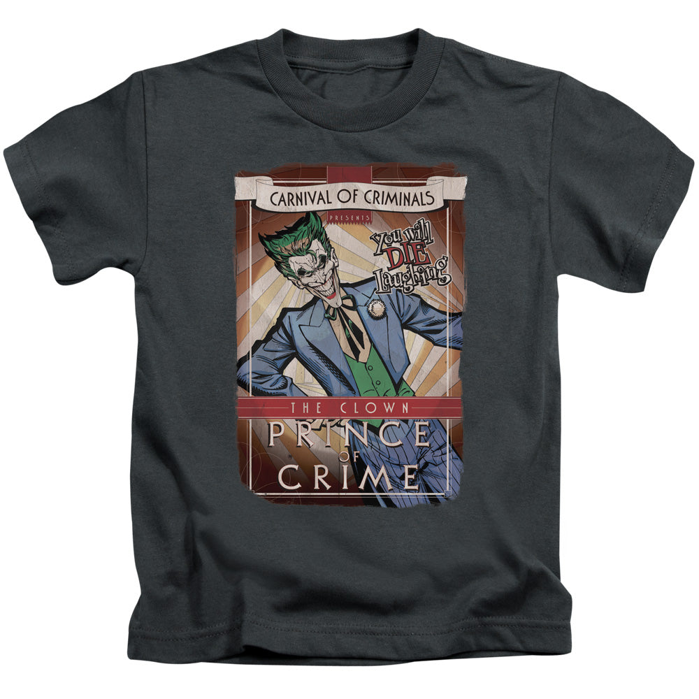 Batman Clown Prince Juvenile Kids Youth T Shirt Charcoal Officially Licensed