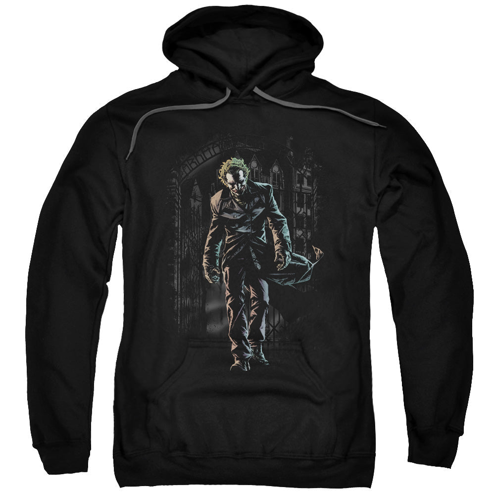 Batman Joker Leaves Arkham Mens Hoodie Black Officially Licensed