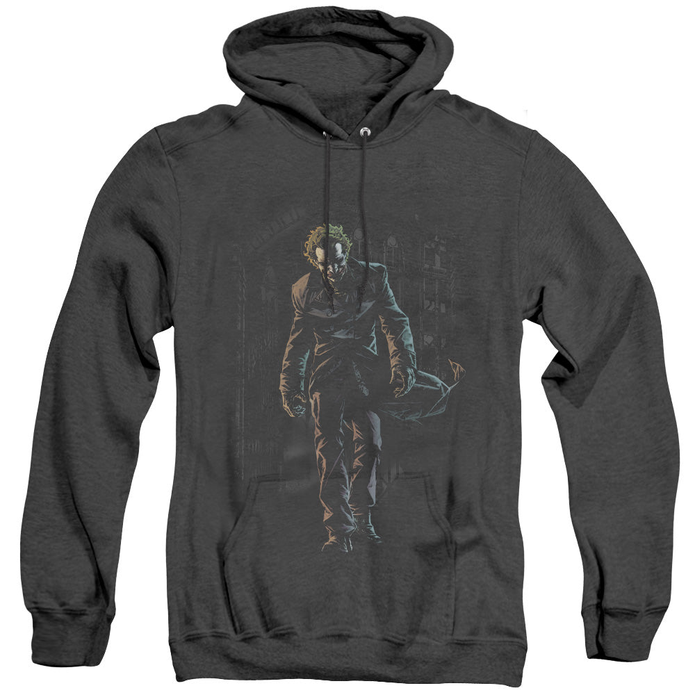 Batman Joker Leaves Arkham Heather Mens Hoodie Black Officially Licensed