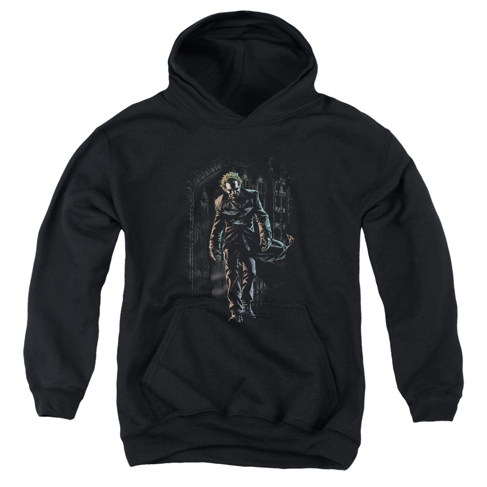 Batman Joker Leaves Arkham Kids Youth Hoodie Black Officially Licensed