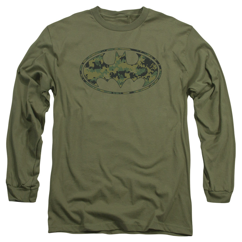 Batman Marine Camo Shield Mens Long Sleeve Shirt Military Green Officially Licensed