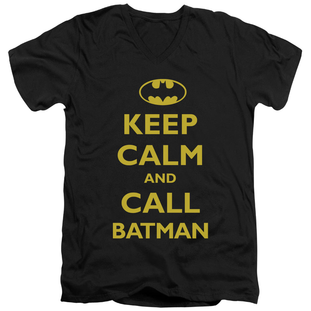 Batman Call Batman Mens Slim Fit V Neck T Shirt Black Officially Licensed