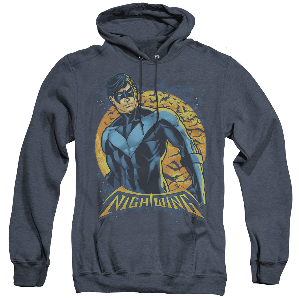 Batman Nightwing Moon Heather Mens Hoodie Navy Blue Officially Licensed