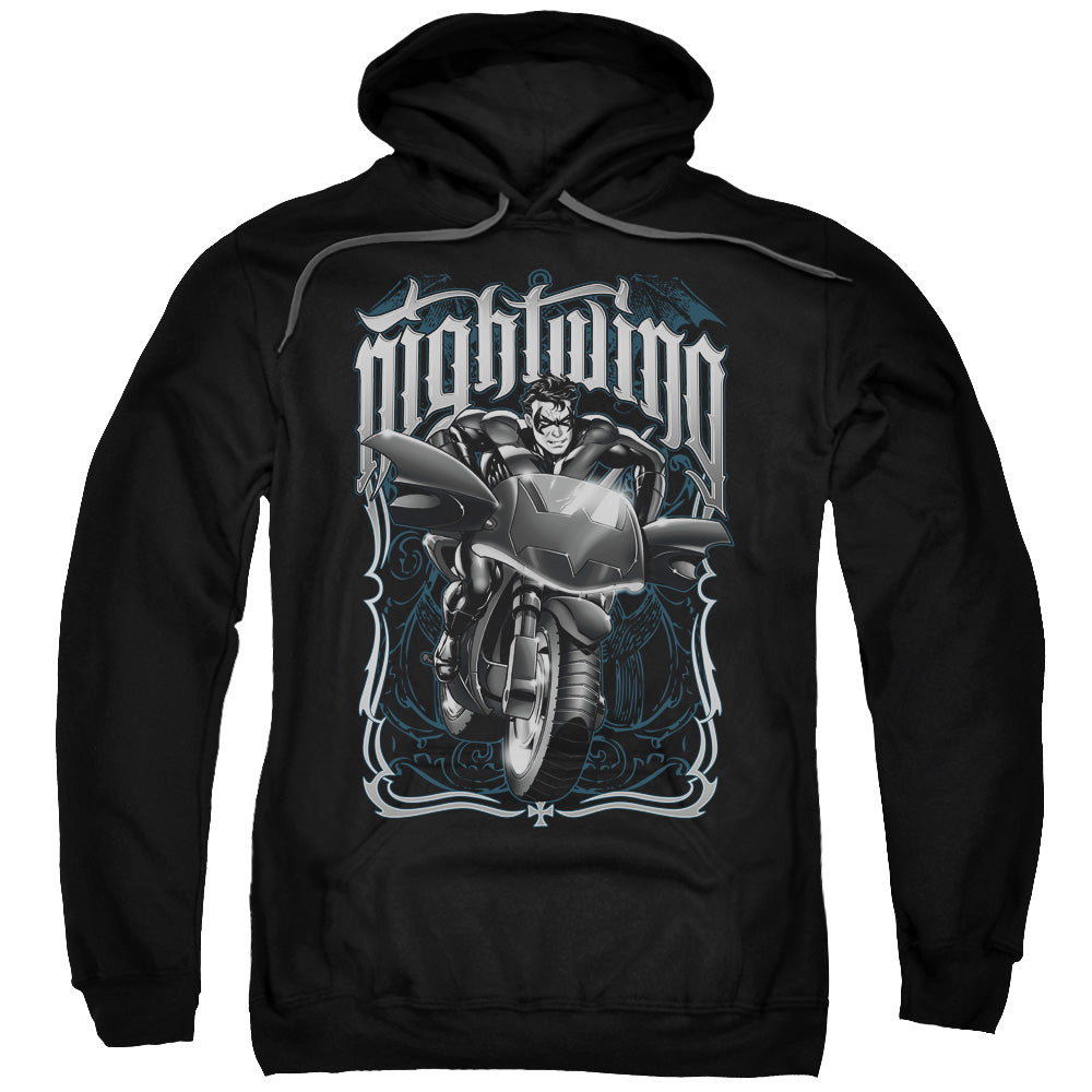 Batman Nightwing Biker Mens Hoodie Black Officially Licensed