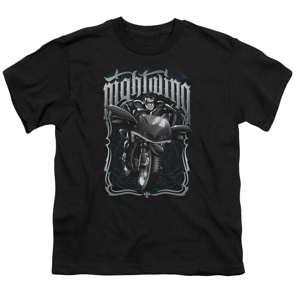 Batman Nightwing Biker Kids Youth T Shirt Black Officially Licensed
