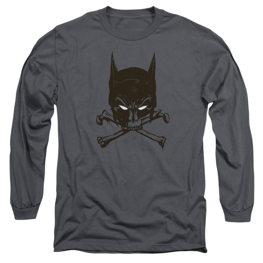 Batman Bat And Bones Mens Long Sleeve Shirt Charcoal Officially Licensed