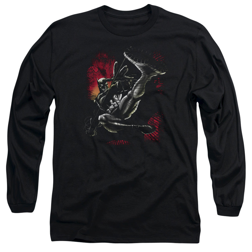 Batman Kick Swing Mens Long Sleeve Shirt Black Officially Licensed