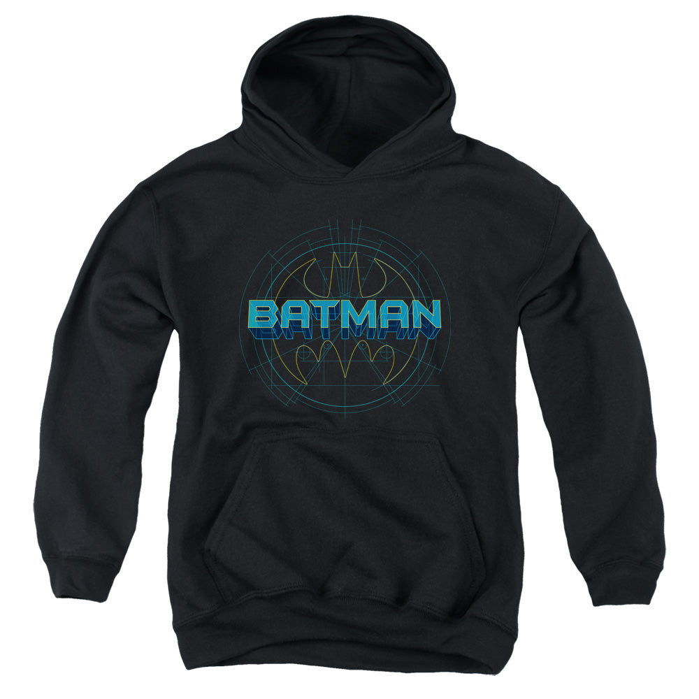 Batman Bat Tech Logo Kids Youth Hoodie Black Officially Licensed