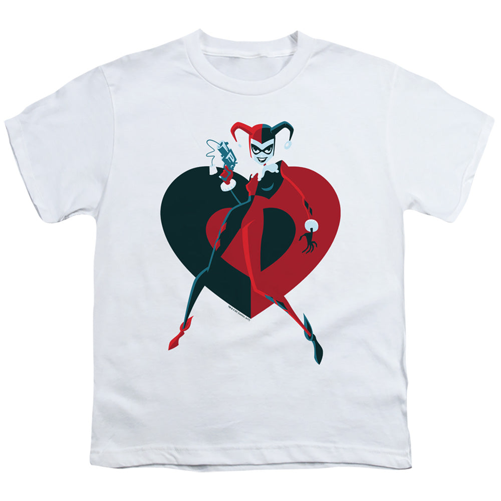 Batman Harely Heart Kids Youth T Shirt White Officially Licensed