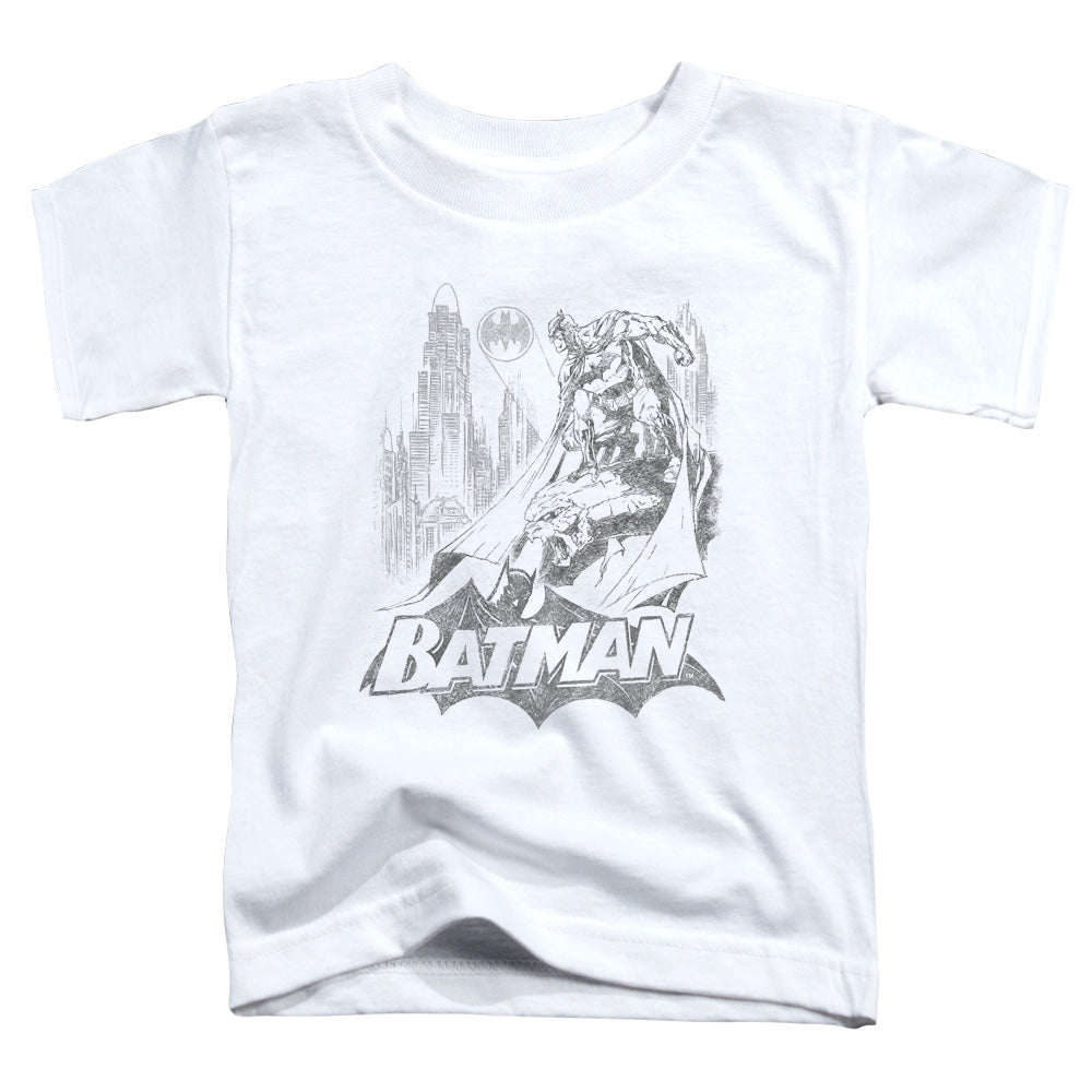 Batman Bat Sketch Toddler Kids Youth T Shirt White Officially Licensed