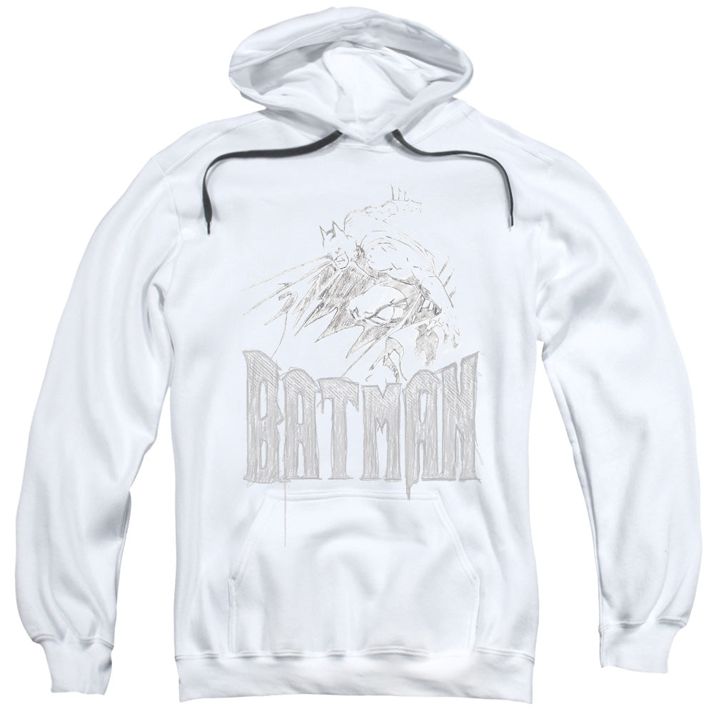 Batman Knight Sketch Mens Hoodie White Officially Licensed
