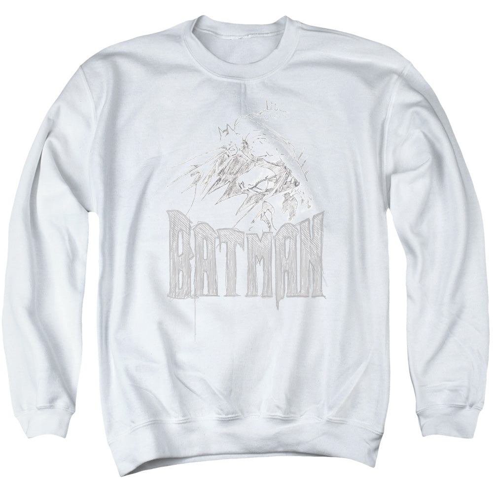 Batman Knight Sketch Mens Crewneck Sweatshirt White