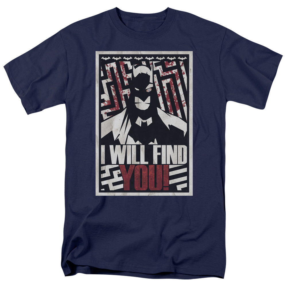 Batman I Will Fnd You Mens T Shirt Navy Officially Licensed