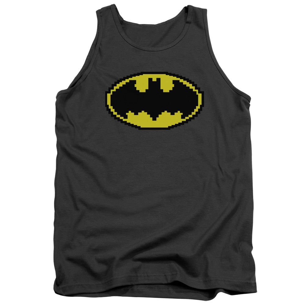 Batman Pixel Symbol Mens Tank Top Shirt Charcoal Officially Licensed