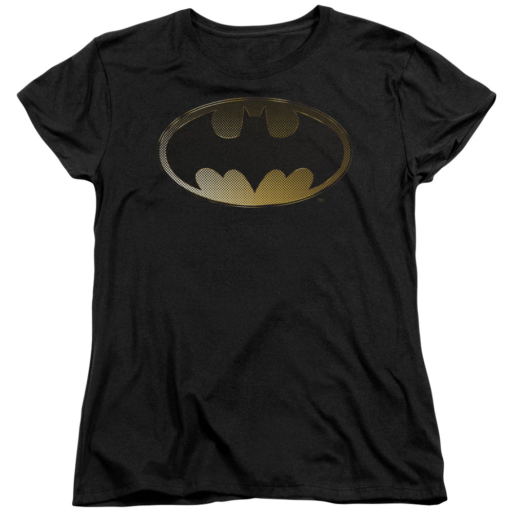 Batman Halftone Bat Womens T Shirt Black Officially Licensed