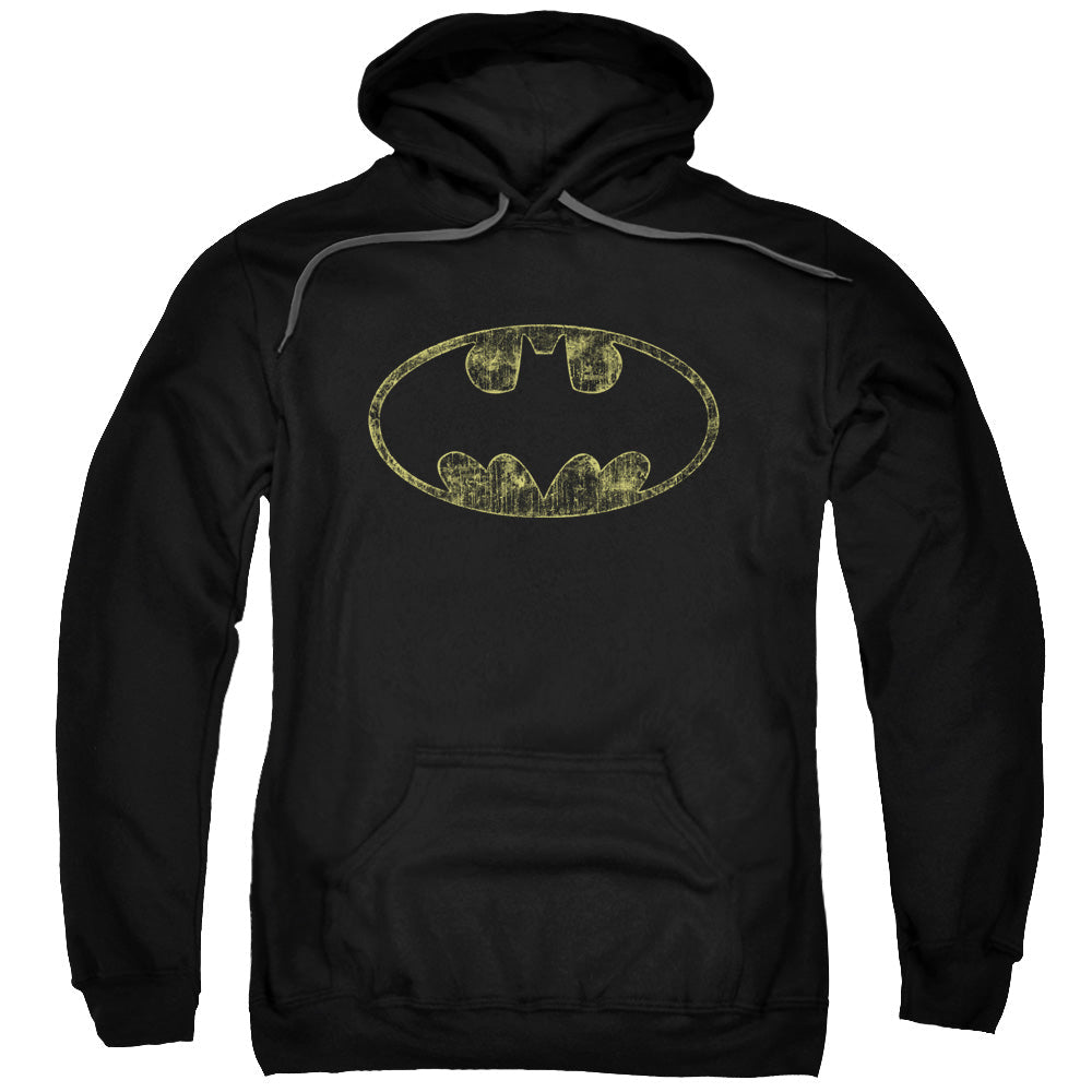 Batman Tatered Logo Mens Hoodie Black Officially Licensed