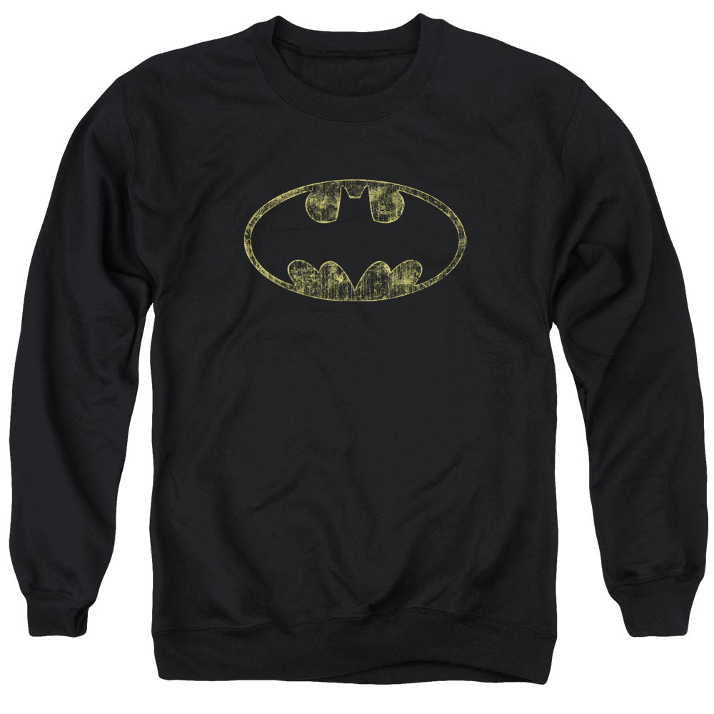 Batman Tattered Logo Mens Crewneck Sweatshirt Black