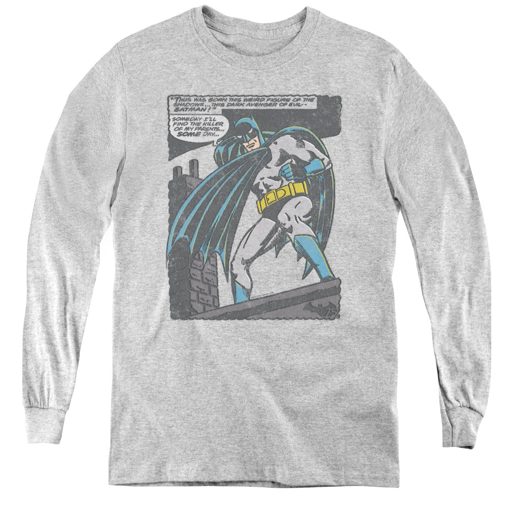 Batman Bat Origins Long Sleeve Kids Youth T Shirt Athletic Heather Officially Licensed