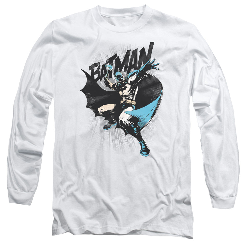 Batman Batarang Throw Mens Long Sleeve Shirt White Officially Licensed