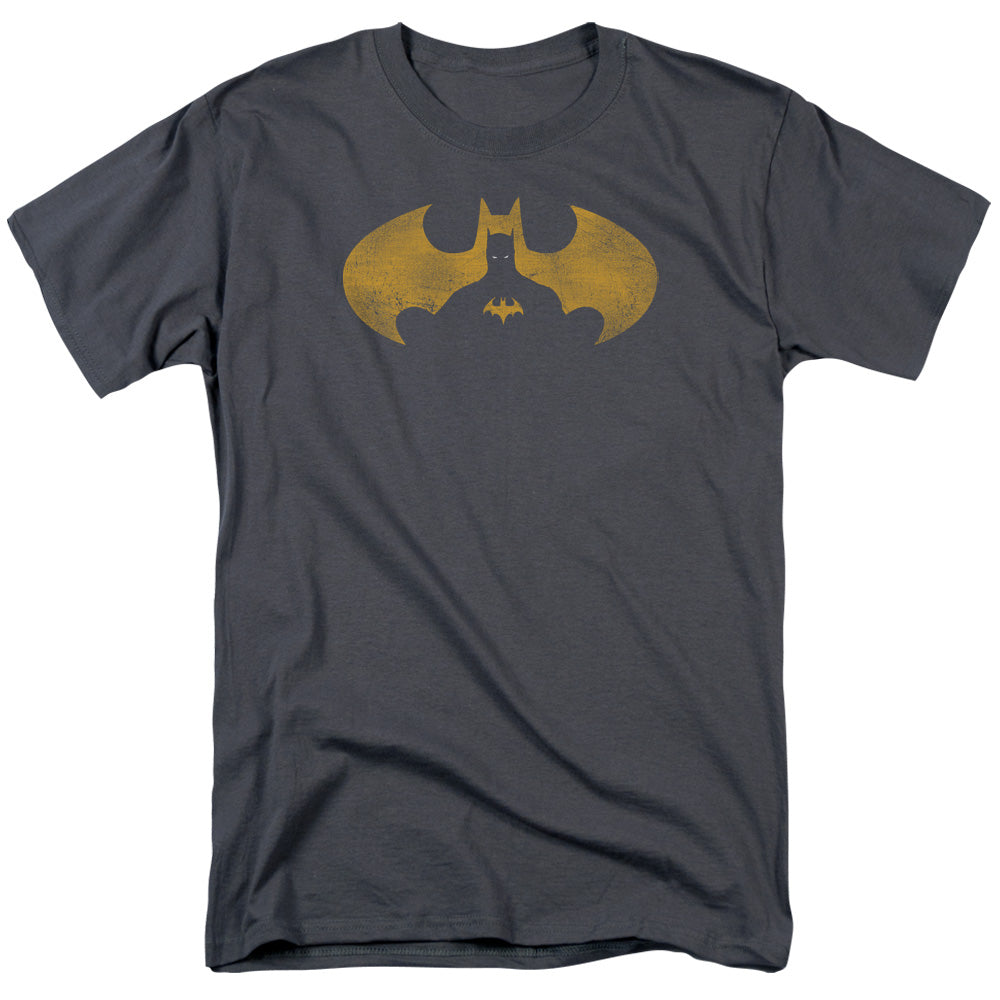 Batman Bat Symbol Knockout Mens T Shirt Charcoal Officially Licensed