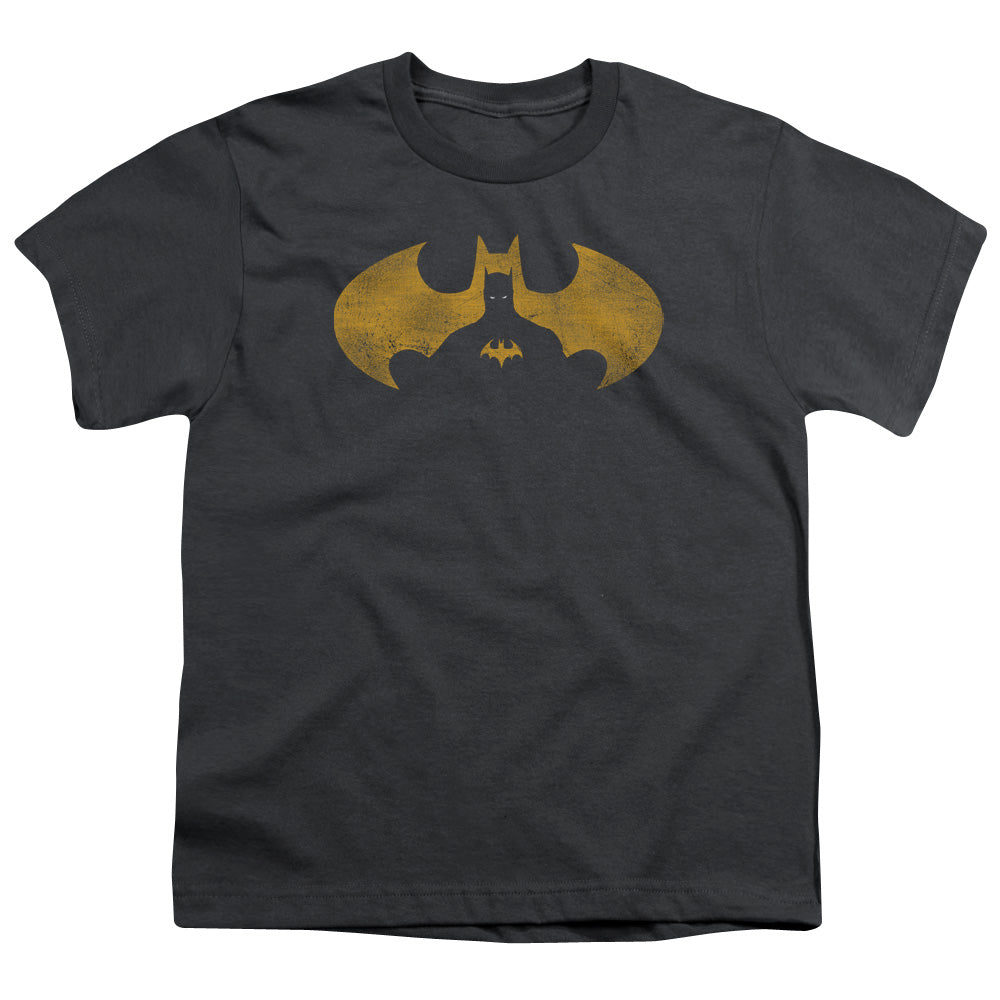 Batman Bat Symbol Knockout Kids Youth T Shirt Charcoal Officially Licensed