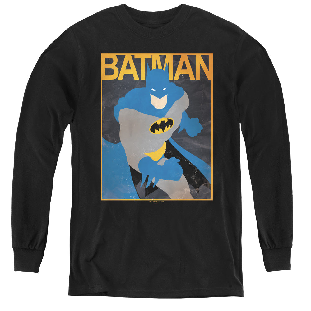 Batman Simple Bm Poster Long Sleeve Kids Youth T Shirt Black Officially Licensed