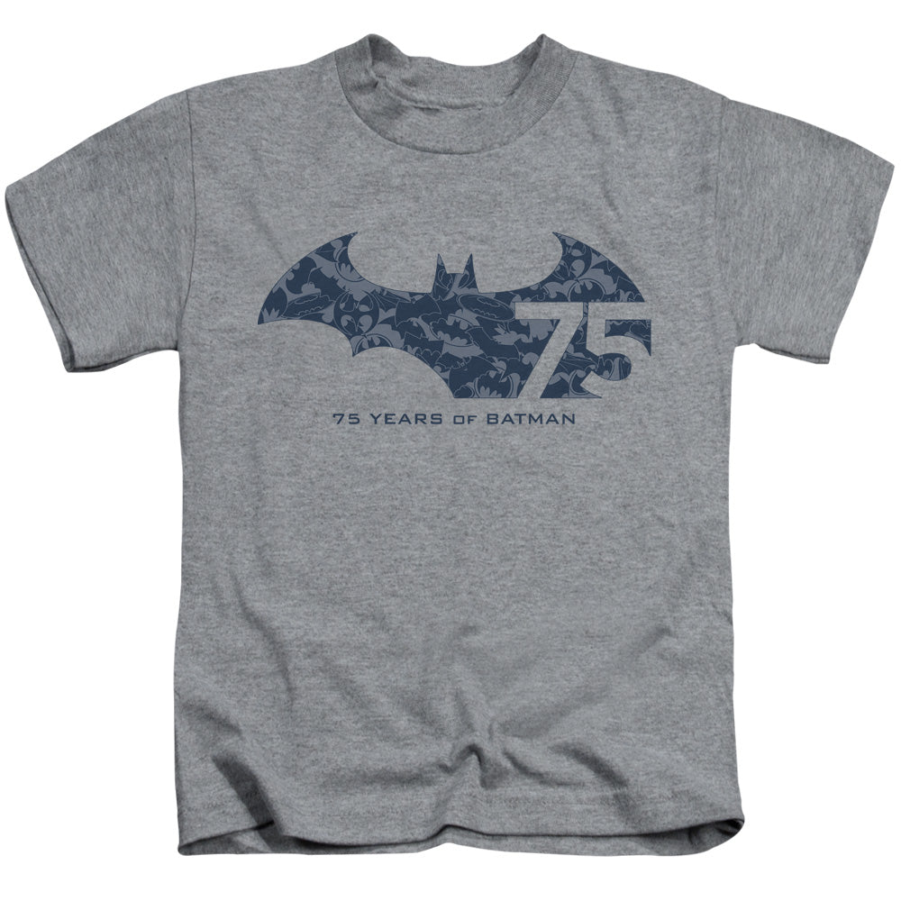 Batman 75 Year Collage Juvenile Kids Youth T Shirt Athletic Heather Officially Licensed