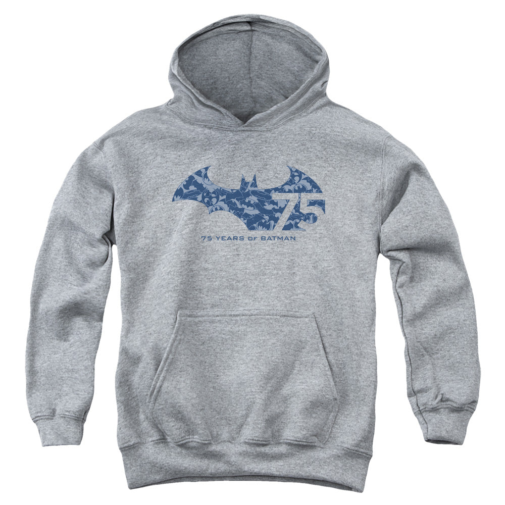 Batman 75 Year Collage Kids Youth Hoodie Heather Officially Licensed