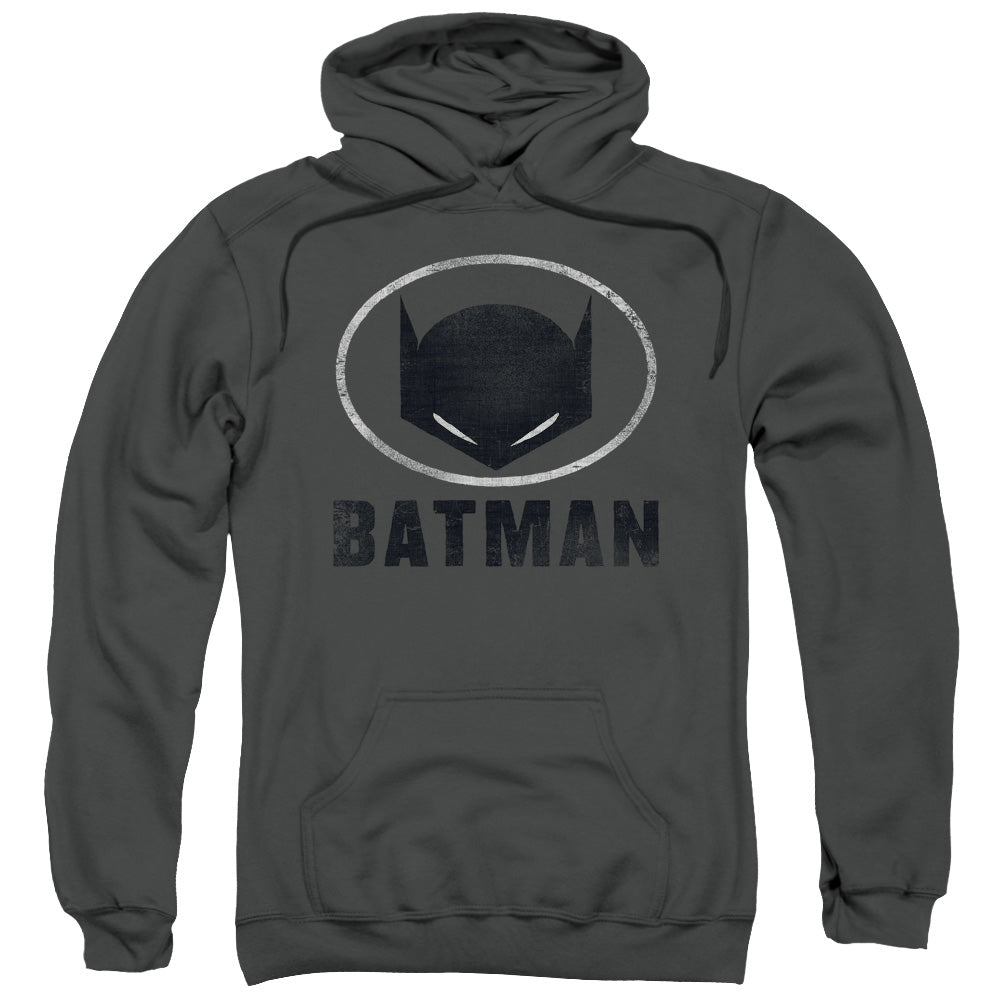 Batman Mask In Oval Mens Hoodie Charcoal Officially Licensed