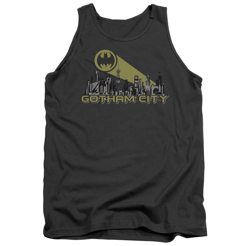 Batman Gotham Skyline Mens Tank Top Shirt Charcoal Officially Licensed
