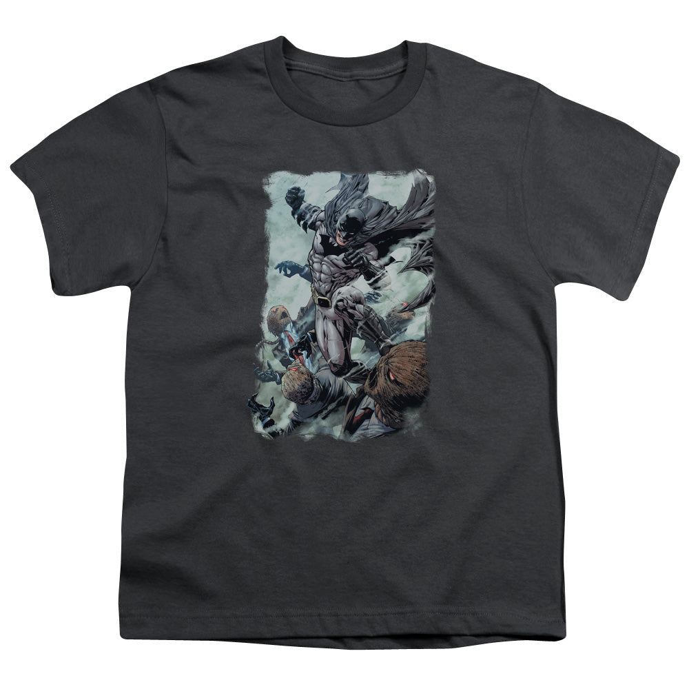 Batman Punch Kids Youth T Shirt Charcoal Officially Licensed