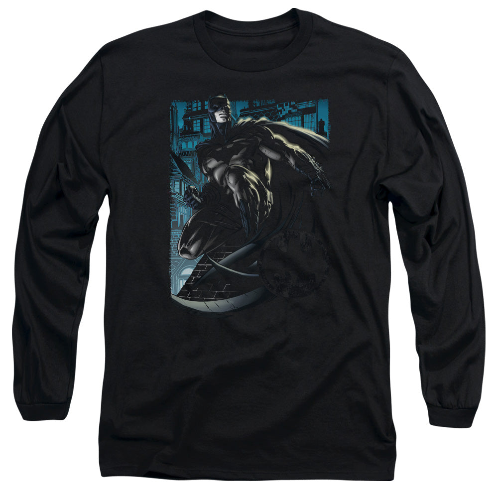 Batman Knight Falls In Gotham Mens Long Sleeve Shirt Black Officially Licensed