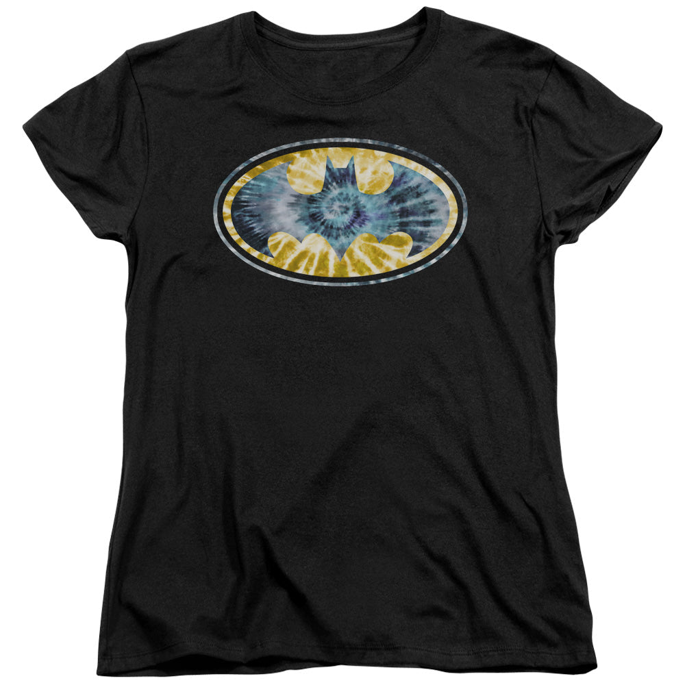 Batman Tie Dye 3 Womens T Shirt Black Officially Licensed